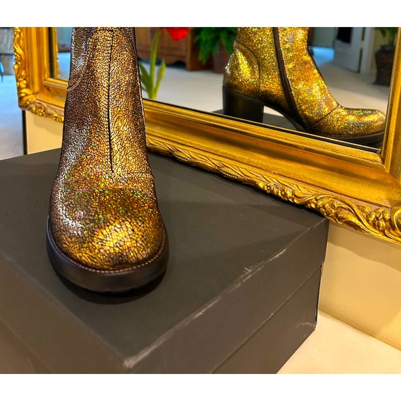 Alexander Hotto Italian gold sparkle ankle booties size 39(8 1/2) - Picture 10 of 10